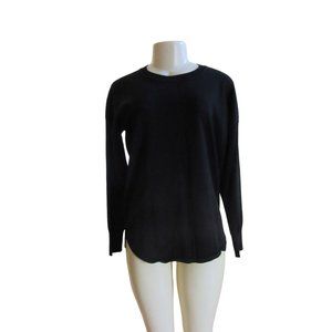 Max Studio Long Sleeve Black Rayon Blend Pullover Sweater in Size Small
